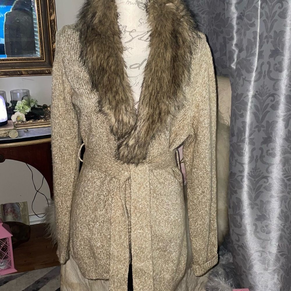 CHARTER CLUB FAUX FUR CARDIGAN